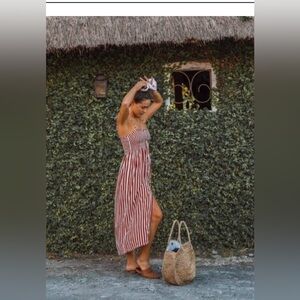 Faithfull the Brand Red and White Striped dress size m